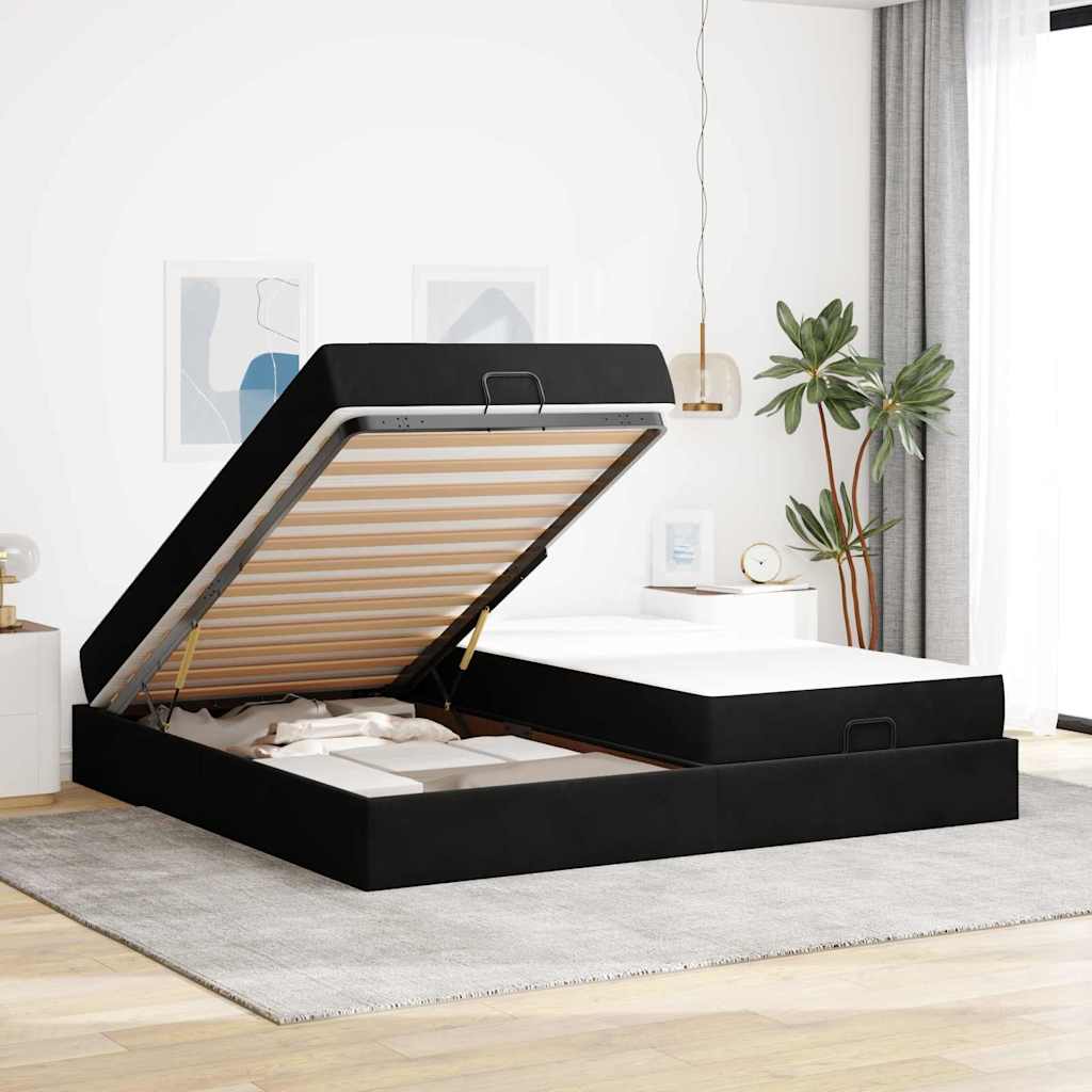 Sengestel Blcak 200 X 200 Cm Fløjl - Billede 4