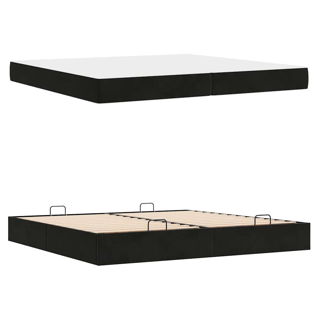 Sengestel Blcak 200 X 200 Cm Fløjl - Billede 5