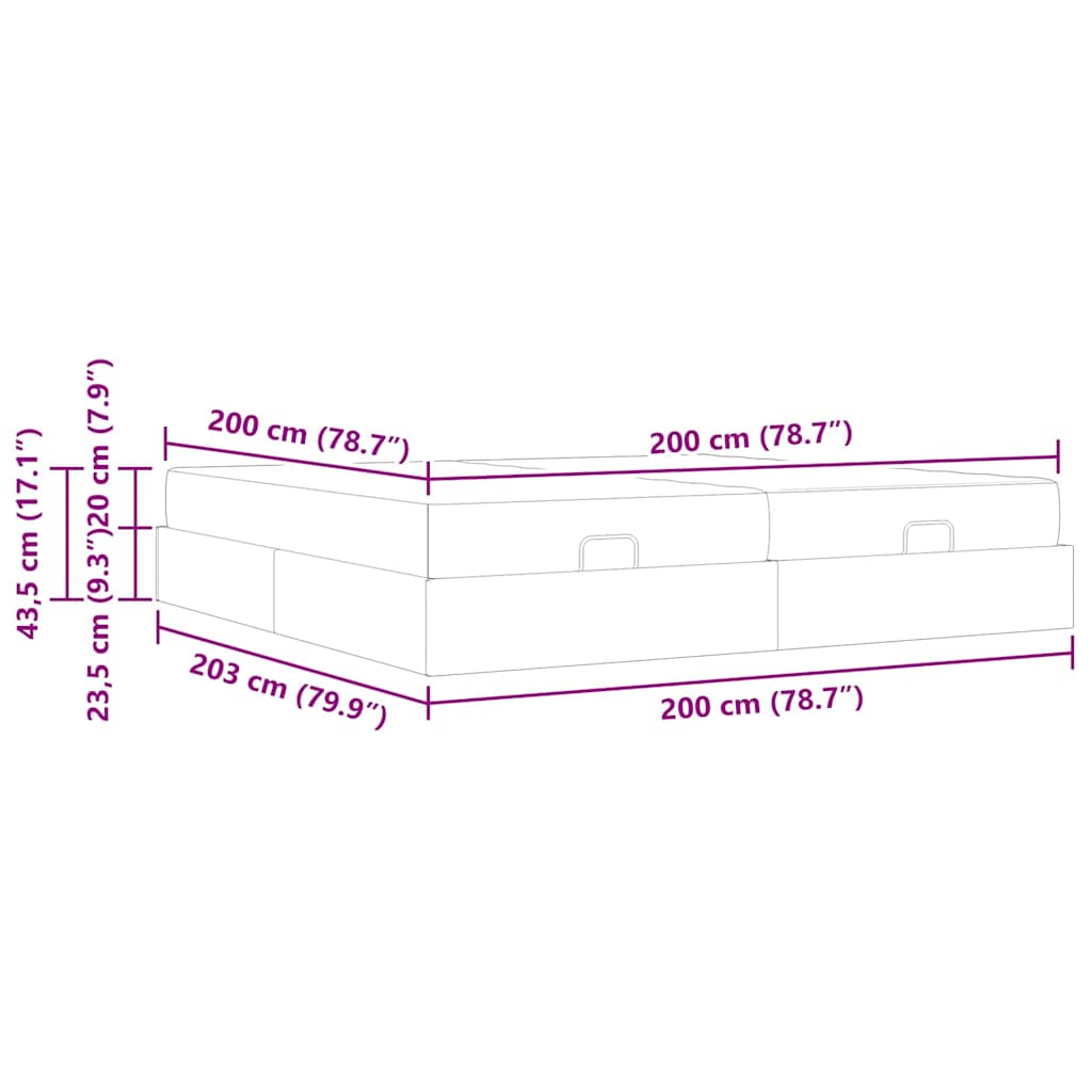 Sengestel Blcak 200 X 200 Cm Fløjl - Billede 12