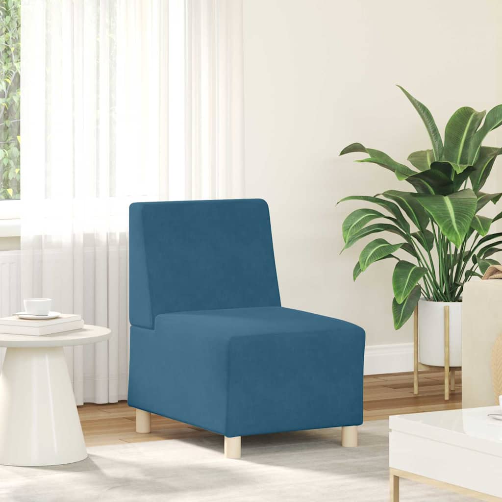 Modulsofa Enhed Uden Arme 2 Pcs Blå 55 X 74 X 82 Cm Fløjl - Billede 3