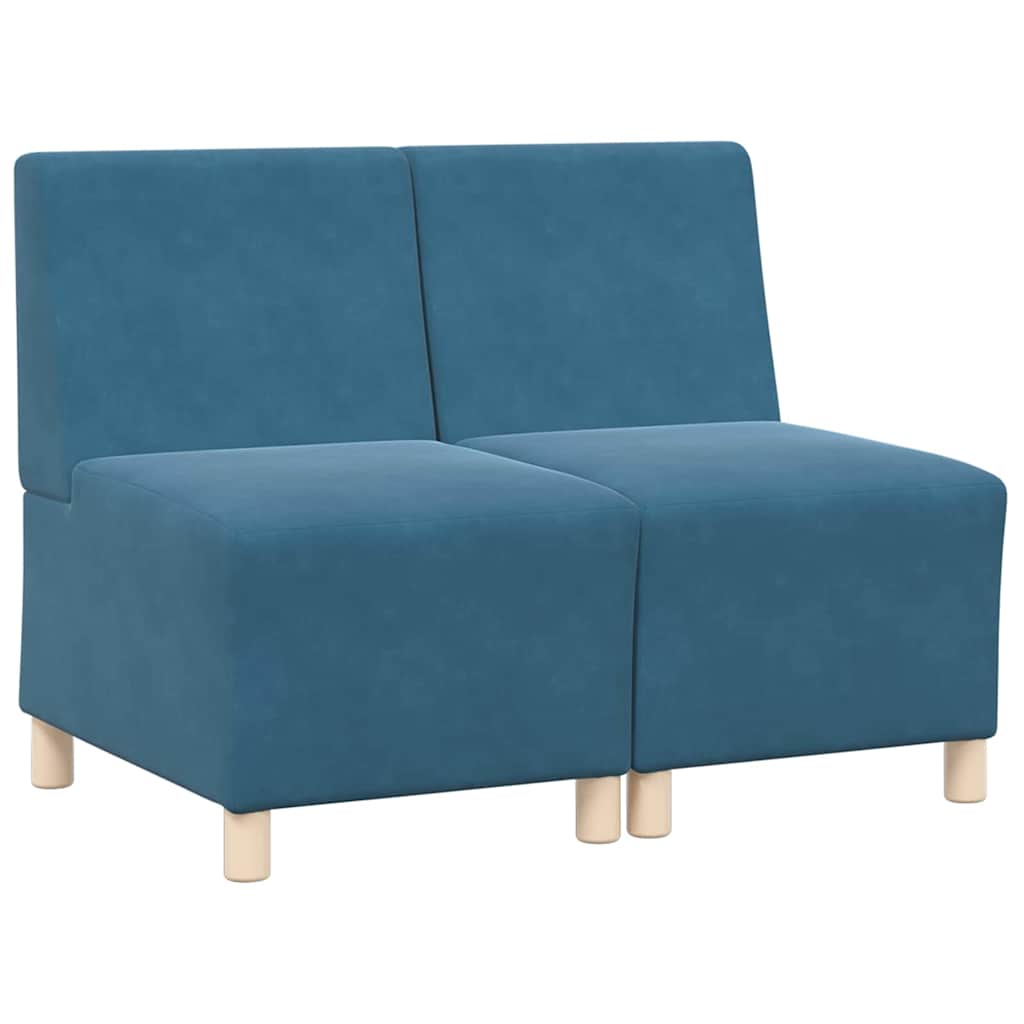 Modulsofa Enhed Uden Arme 2 Pcs Blå 55 X 74 X 82 Cm Fløjl - Billede 2