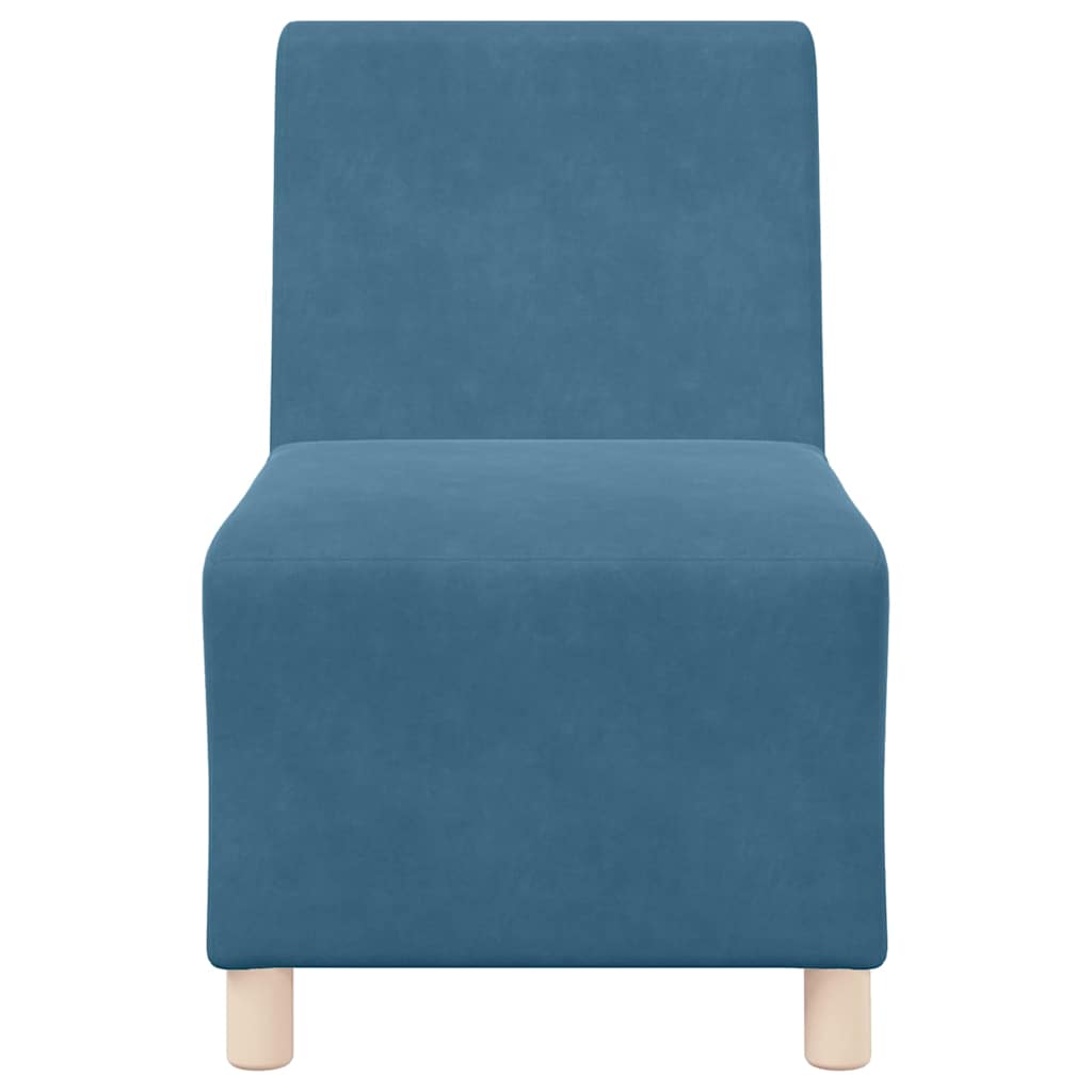 Modulsofa Enhed Uden Arme 2 Pcs Blå 55 X 74 X 82 Cm Fløjl - Billede 5