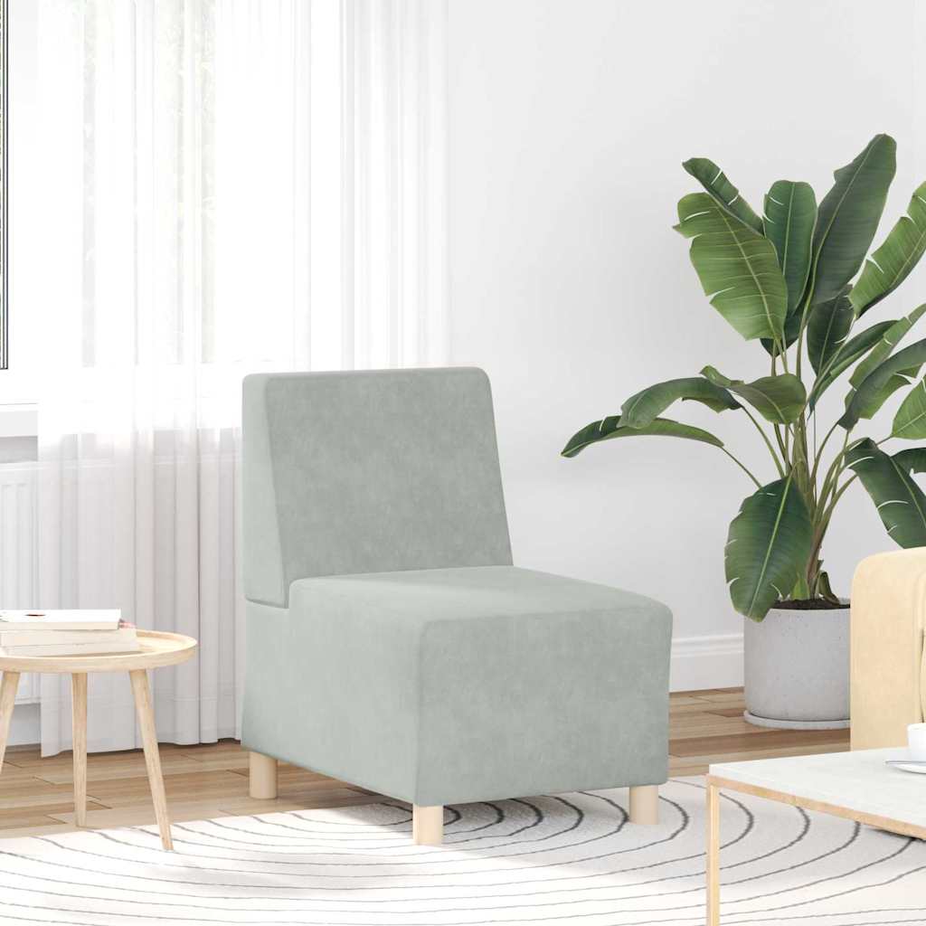 Modulsofa Enhed Uden Arme 2 Pcs Lysegrå 55 X 74 X 82 Cm Fløjl - Billede 3
