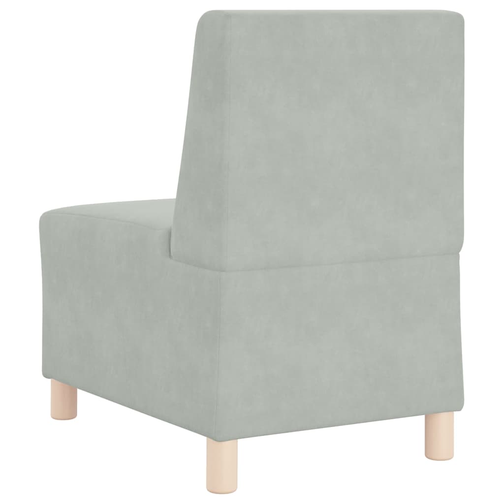 Modulsofa Enhed Uden Arme 2 Pcs Lysegrå 55 X 74 X 82 Cm Fløjl - Billede 7