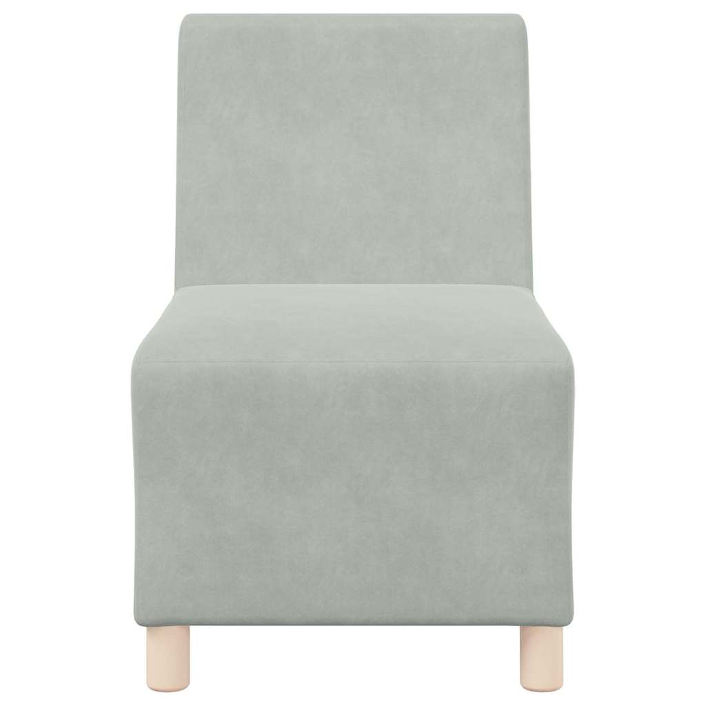 Modulsofa Enhed Uden Arme 2 Pcs Lysegrå 55 X 74 X 82 Cm Fløjl - Billede 5
