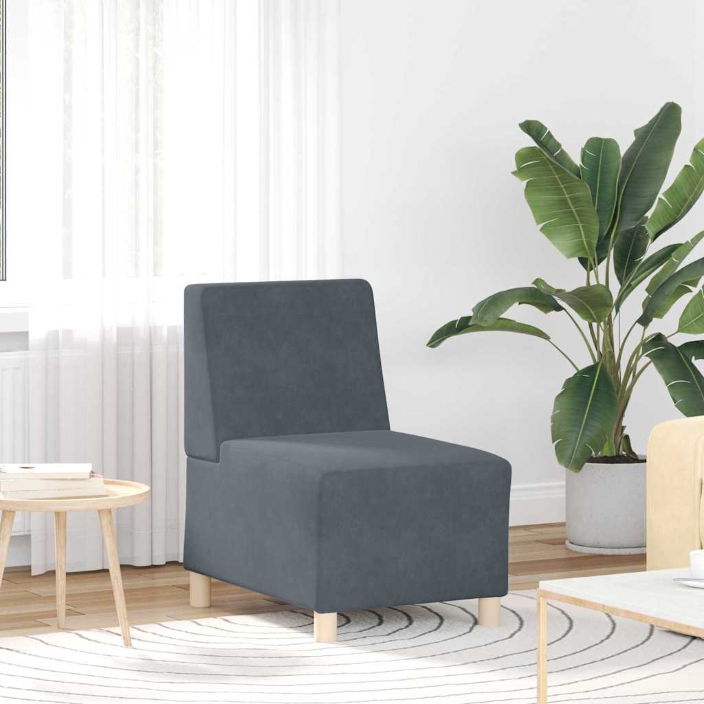 Modulsofa Enhed Uden Arme 2 Pcs Mørkegrå 55 X 74 X 82 Cm Fløjl - Billede 3
