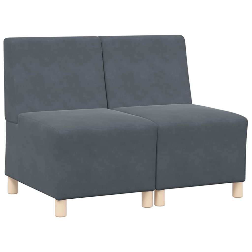 Modulsofa Enhed Uden Arme 2 Pcs Mørkegrå 55 X 74 X 82 Cm Fløjl - Billede 2