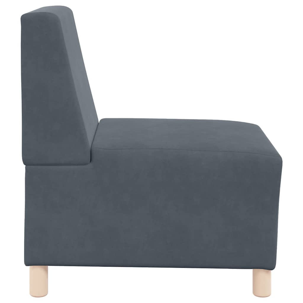 Modulsofa Enhed Uden Arme 2 Pcs Mørkegrå 55 X 74 X 82 Cm Fløjl - Billede 6