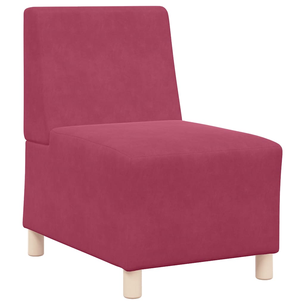 Modulsofa Enhed Uden Arme 2 Pcs Vinrød 55 X 74 X 82 Cm Fløjl - Billede 4