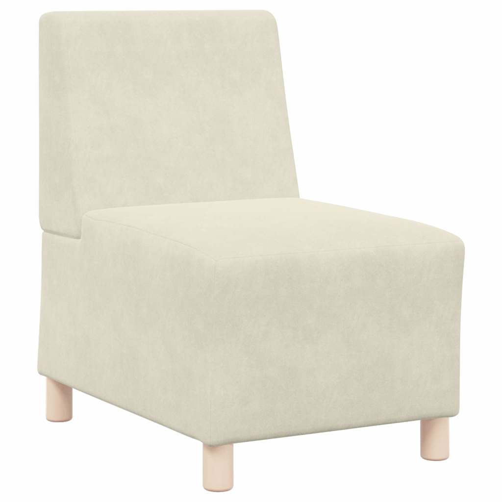 Modulsofa Enhed Uden Arme 2 Pcs Creme 55 X 74 X 82 Cm Fløjl - Billede 4