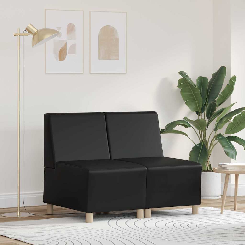 Modulsofa Enhed Uden Arme 2 Pcs Sort 55 X 74 X 82 Cm Faux Læder - Hovedbillede