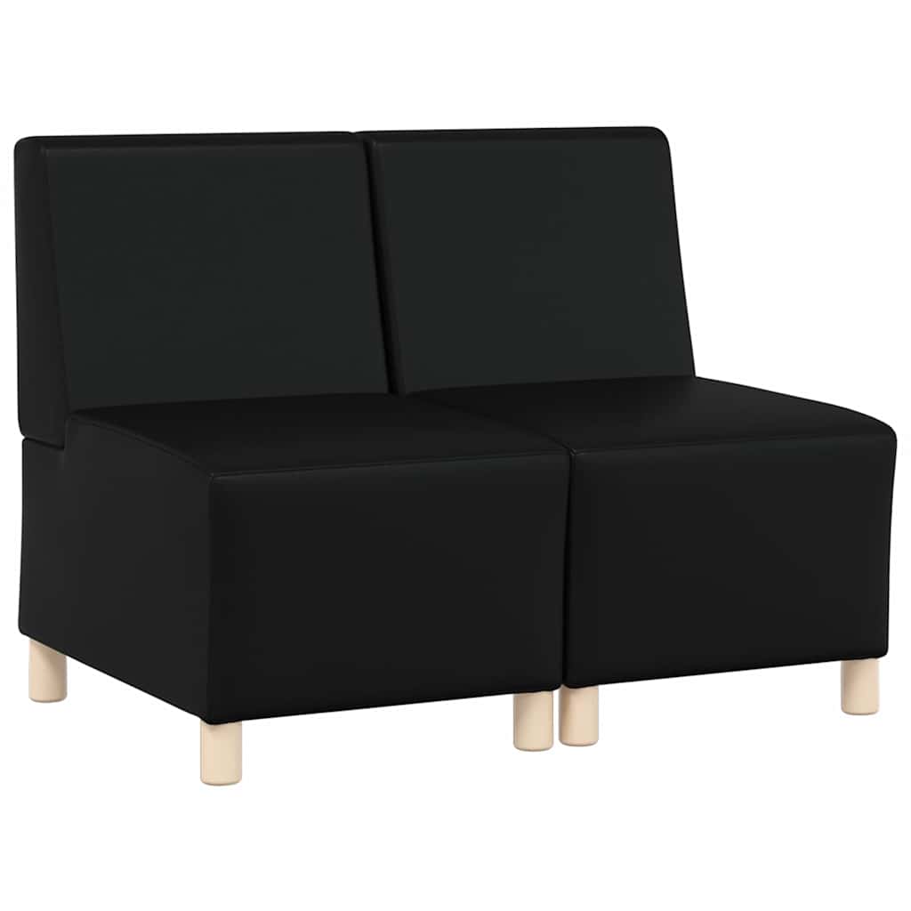 Modulsofa Enhed Uden Arme 2 Pcs Sort 55 X 74 X 82 Cm Faux Læder - Billede 2