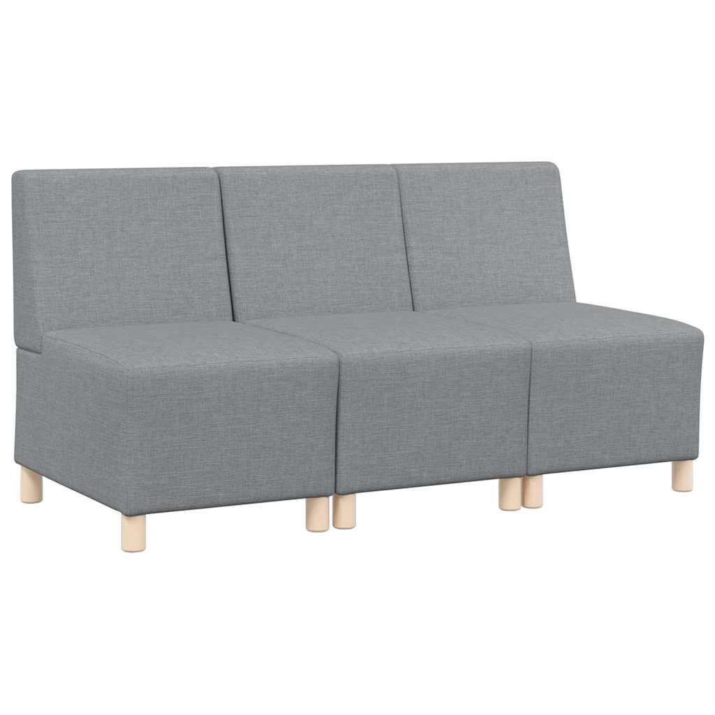 Modulsofa Enhed Uden Arme 3 Pcs Lysegrå 55 X 74 X 82 Cm Stof - Billede 2