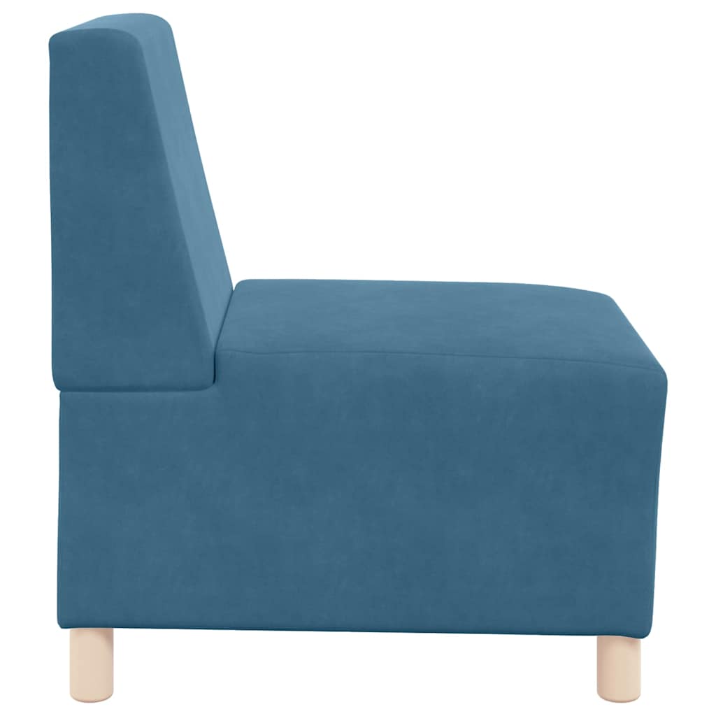 Modulsofa Enhed Uden Arme 3 Pcs Blå 55 X 74 X 82 Cm Fløjl - Billede 6