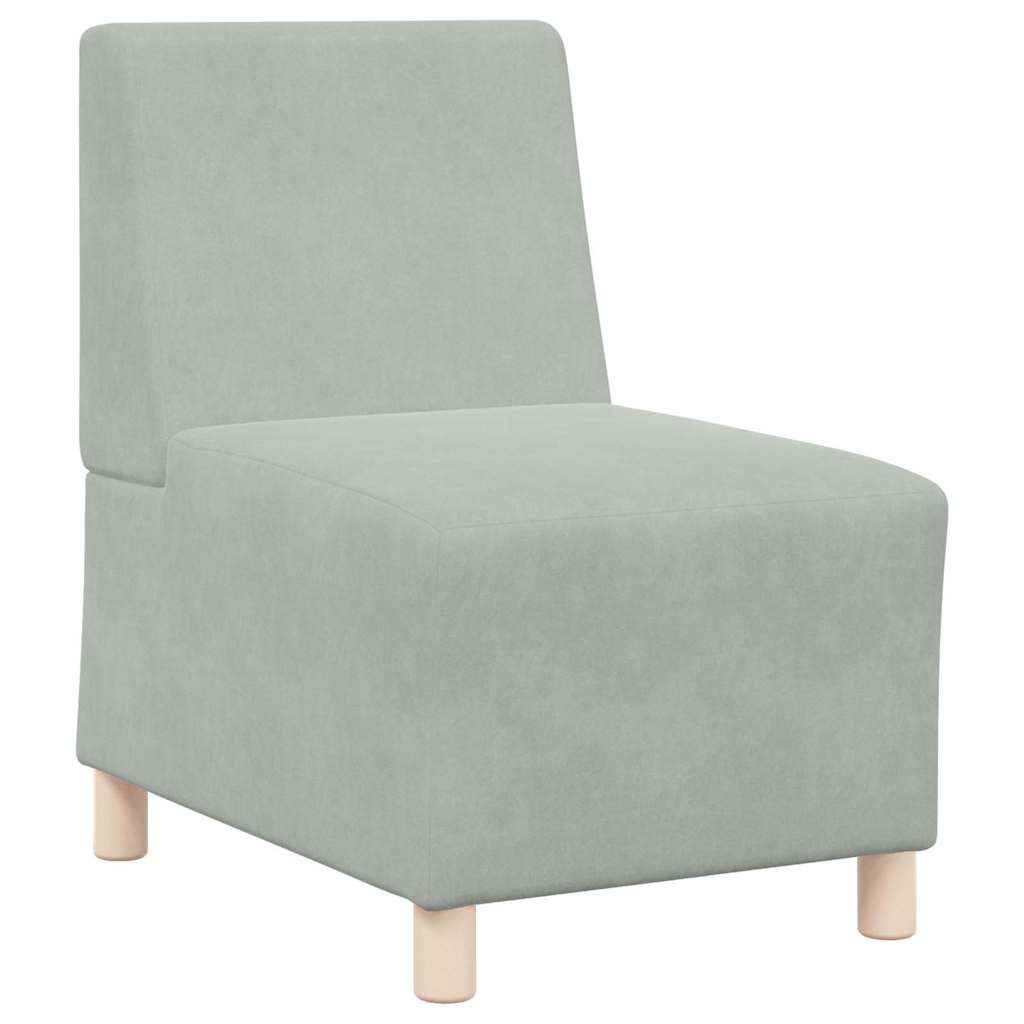 Modulsofa Enhed Uden Arme 3 Pcs Lysegrå 55 X 74 X 82 Cm Fløjl - Billede 4