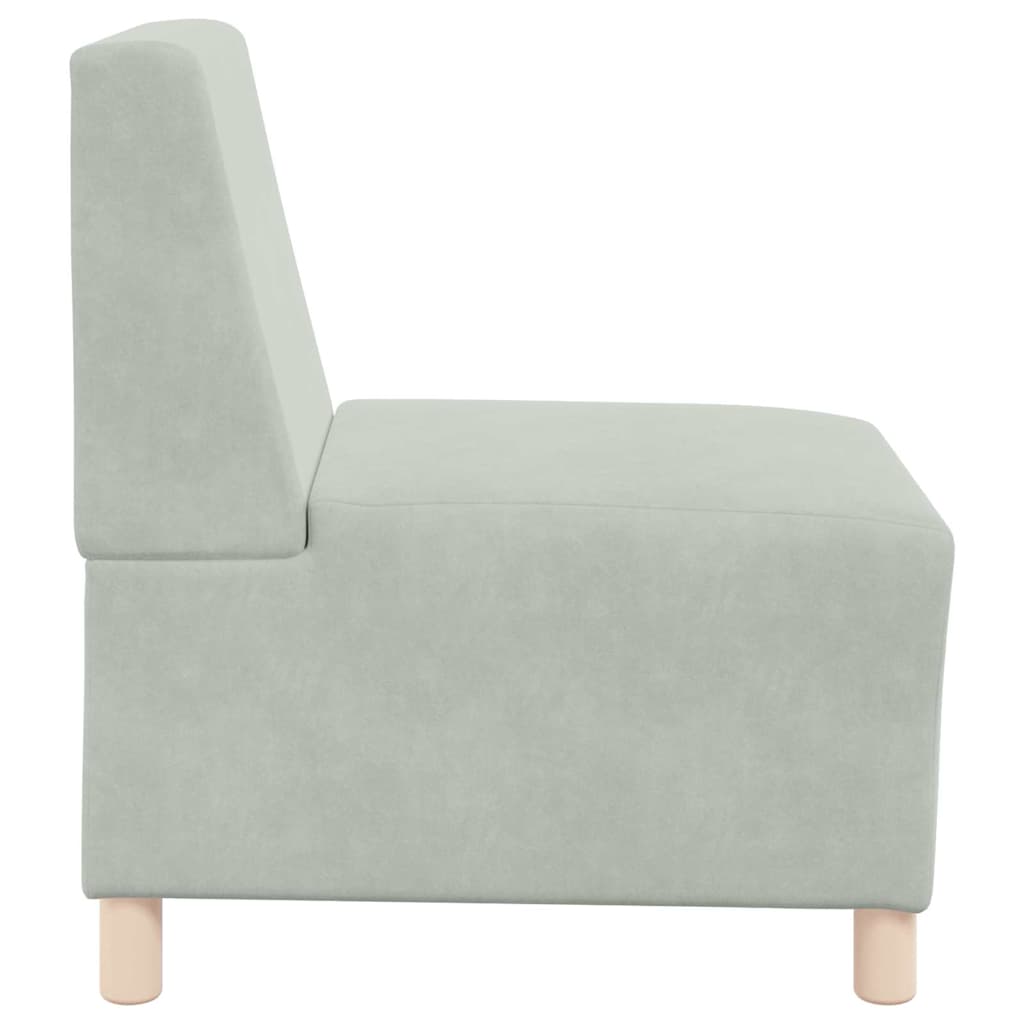 Modulsofa Enhed Uden Arme 3 Pcs Lysegrå 55 X 74 X 82 Cm Fløjl - Billede 6