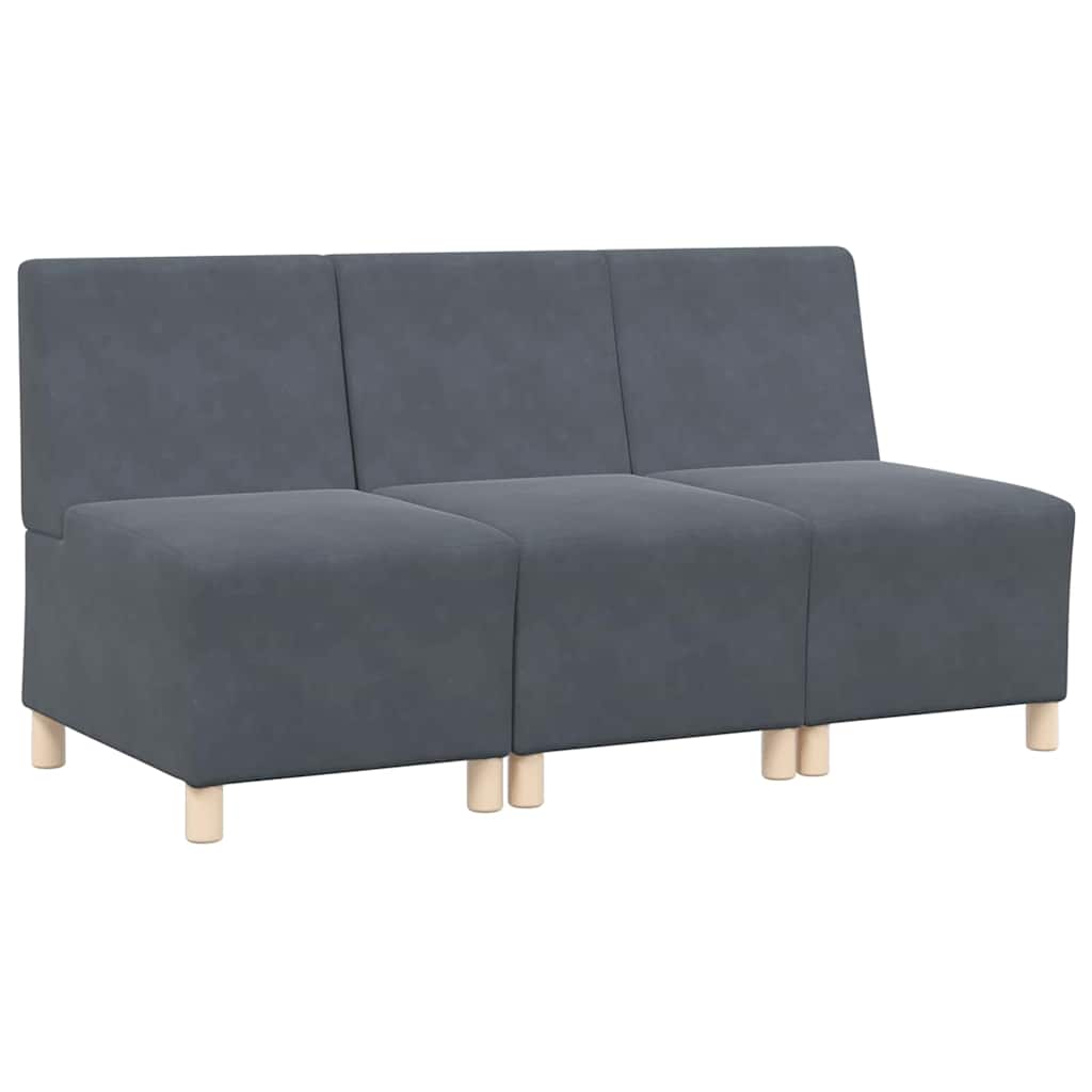 Modulsofa Enhed Uden Arme 3 Pcs Mørkegrå 55 X 74 X 82 Cm Fløjl - Billede 2