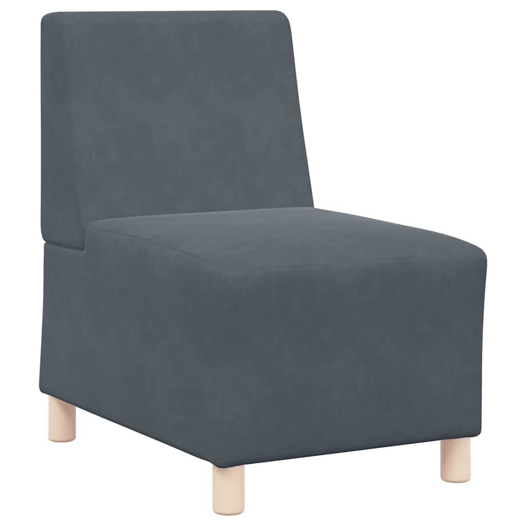 Modulsofa Enhed Uden Arme 3 Pcs Mørkegrå 55 X 74 X 82 Cm Fløjl - Billede 4
