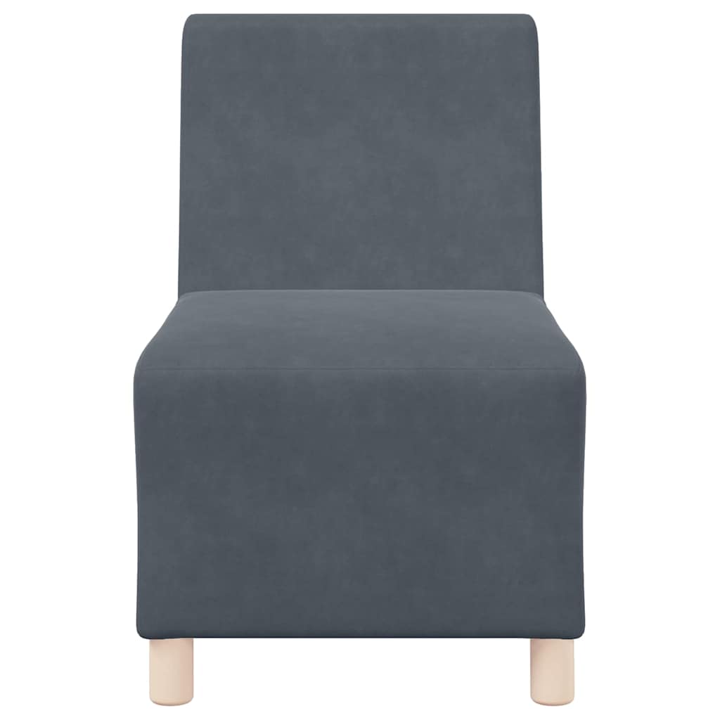 Modulsofa Enhed Uden Arme 3 Pcs Mørkegrå 55 X 74 X 82 Cm Fløjl - Billede 5