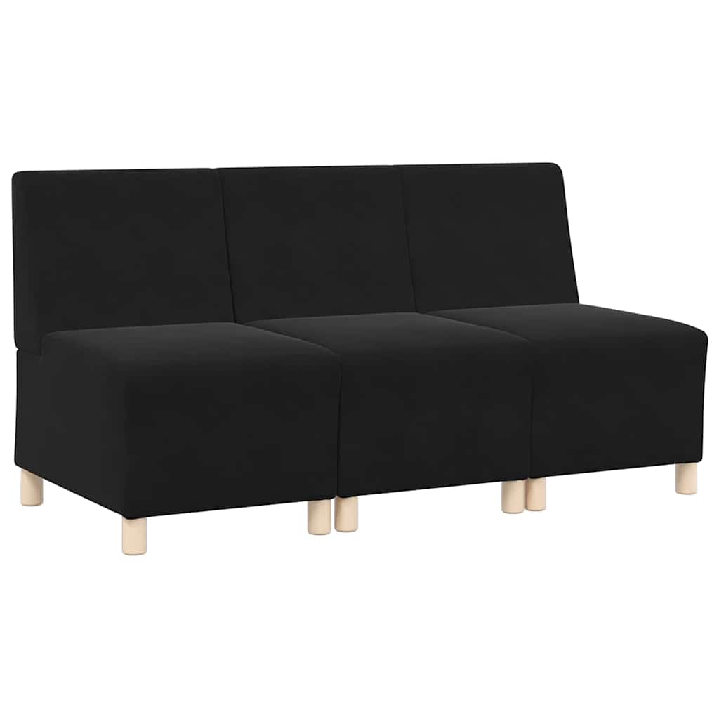 Modulsofa Enhed Uden Arme 3 Pcs Sort 55 X 74 X 82 Cm Fløjl - Billede 2