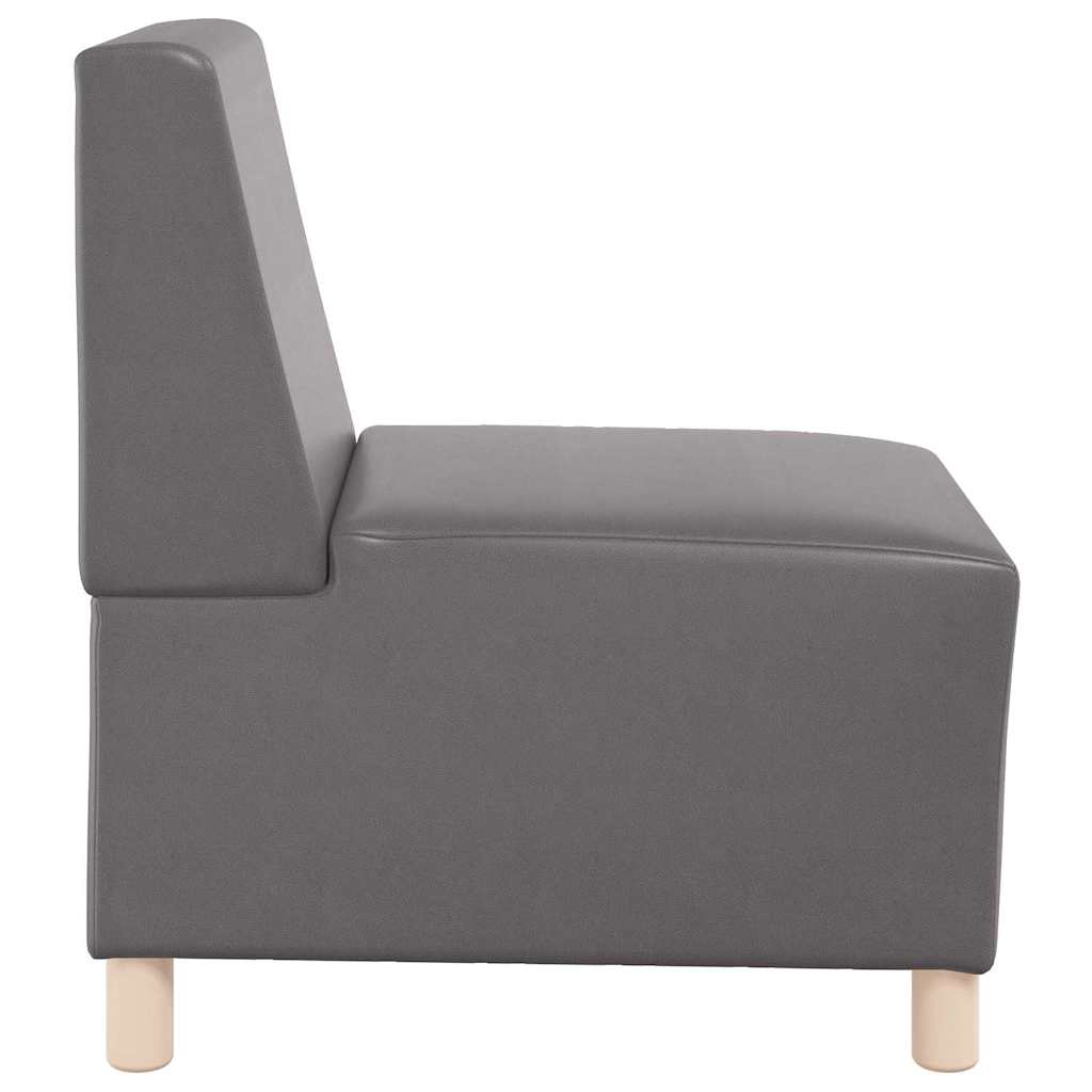 Modulsofa Enhed Uden Arme 3 Pcs Grå 55 X 74 X 82 Cm Faux Læder - Billede 6