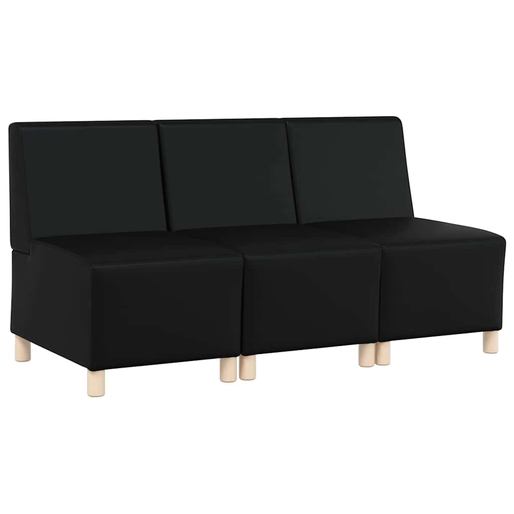 Modulsofa Enhed Uden Arme 3 Pcs Sort 55 X 74 X 82 Cm Faux Læder - Billede 2
