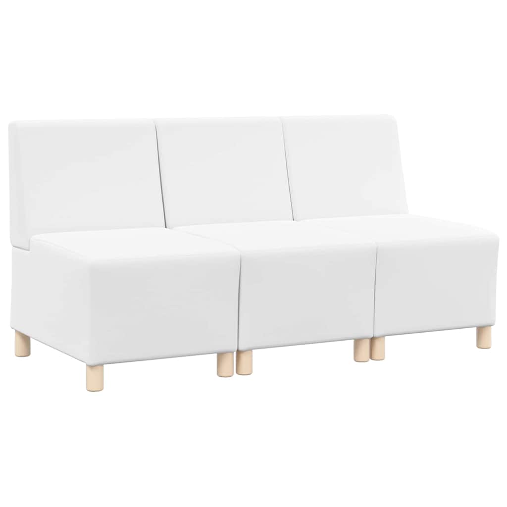 Modulsofa Enhed Uden Arme 3 Pcs Hvid 55 X 74 X 82 Cm Faux Læder - Billede 2