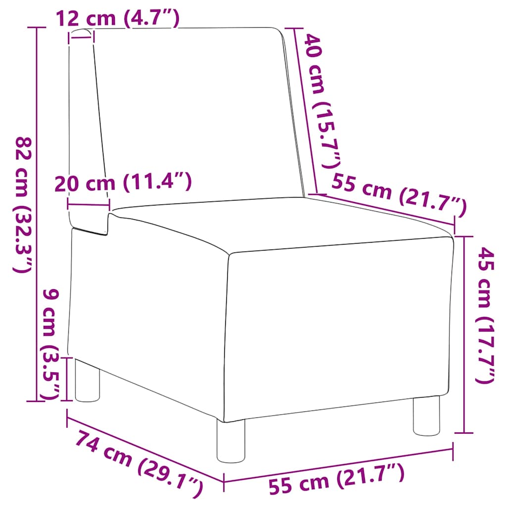 Modulsofa Enhed Uden Arme 3 Pcs Hvid 55 X 74 X 82 Cm Faux Læder - Billede 10