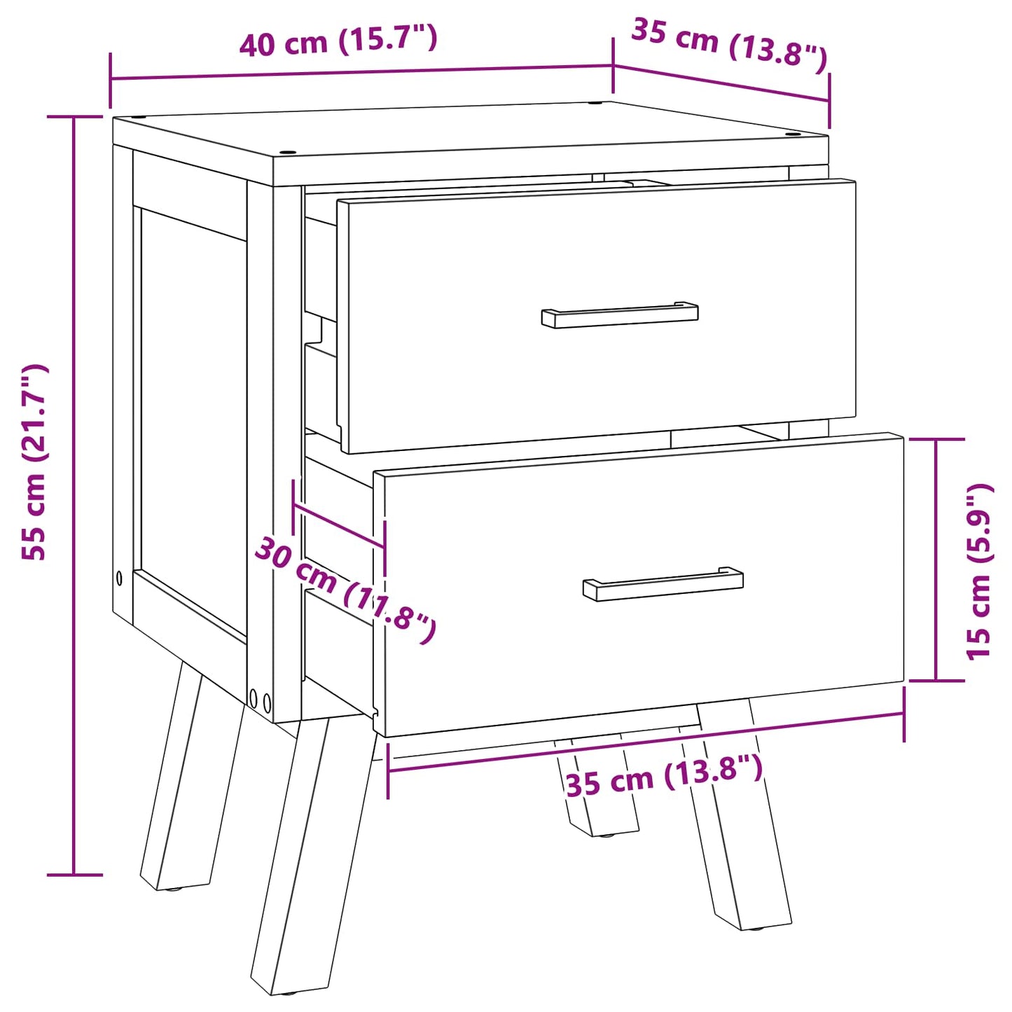Sengebord Med Skuffe Naturfarvet 40 X 35 X 55 Cm Massiv Teaktræ - Billede 10