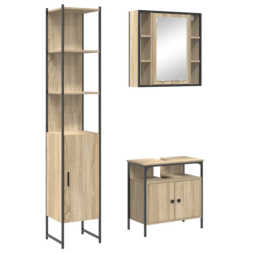 Badeværelsesskabsæt Andet 3 Pcs Sonoma-eg 33 X 33 X 185.5 Cm - Billede 2