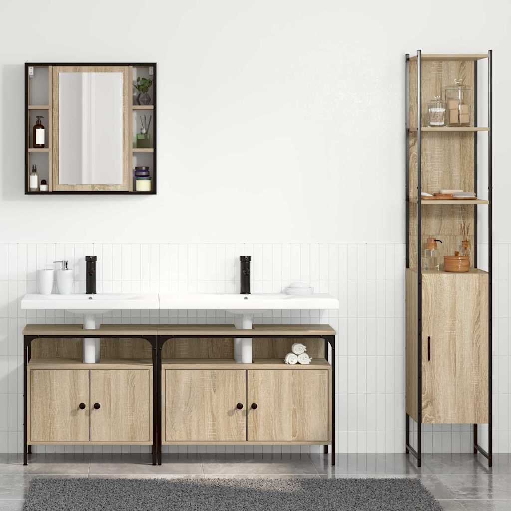 Badeværelsesmøbel Sæt Andet 4 Pcs Sonoma-eg 33 X 33 X 185.5 Cm - Billede 4
