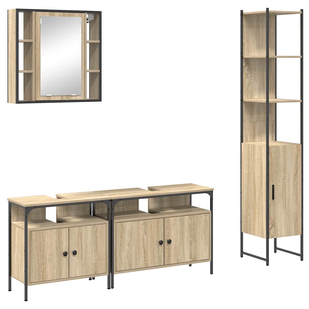 Badeværelsesmøbel Sæt Andet 4 Pcs Sonoma-eg 33 X 33 X 185.5 Cm - Billede 2
