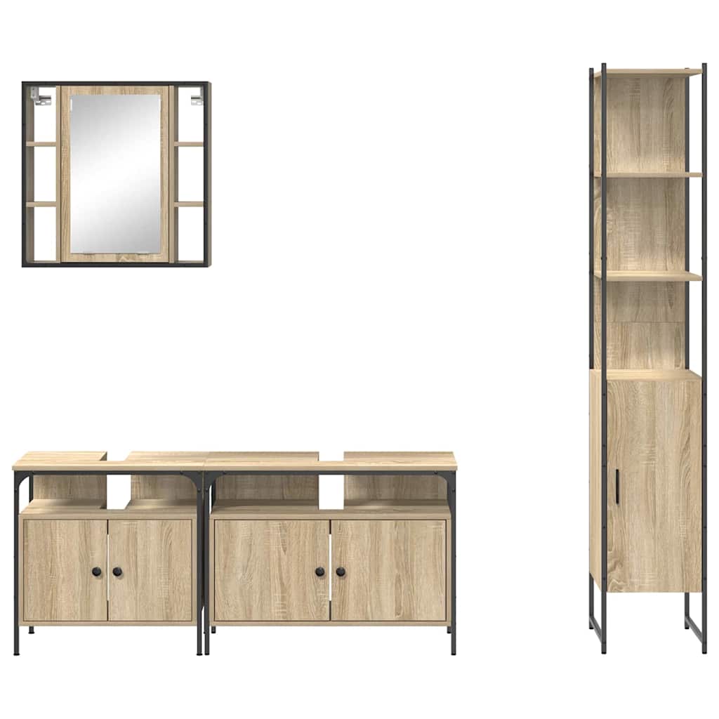 Badeværelsesmøbel Sæt Andet 4 Pcs Sonoma-eg 33 X 33 X 185.5 Cm - Billede 9