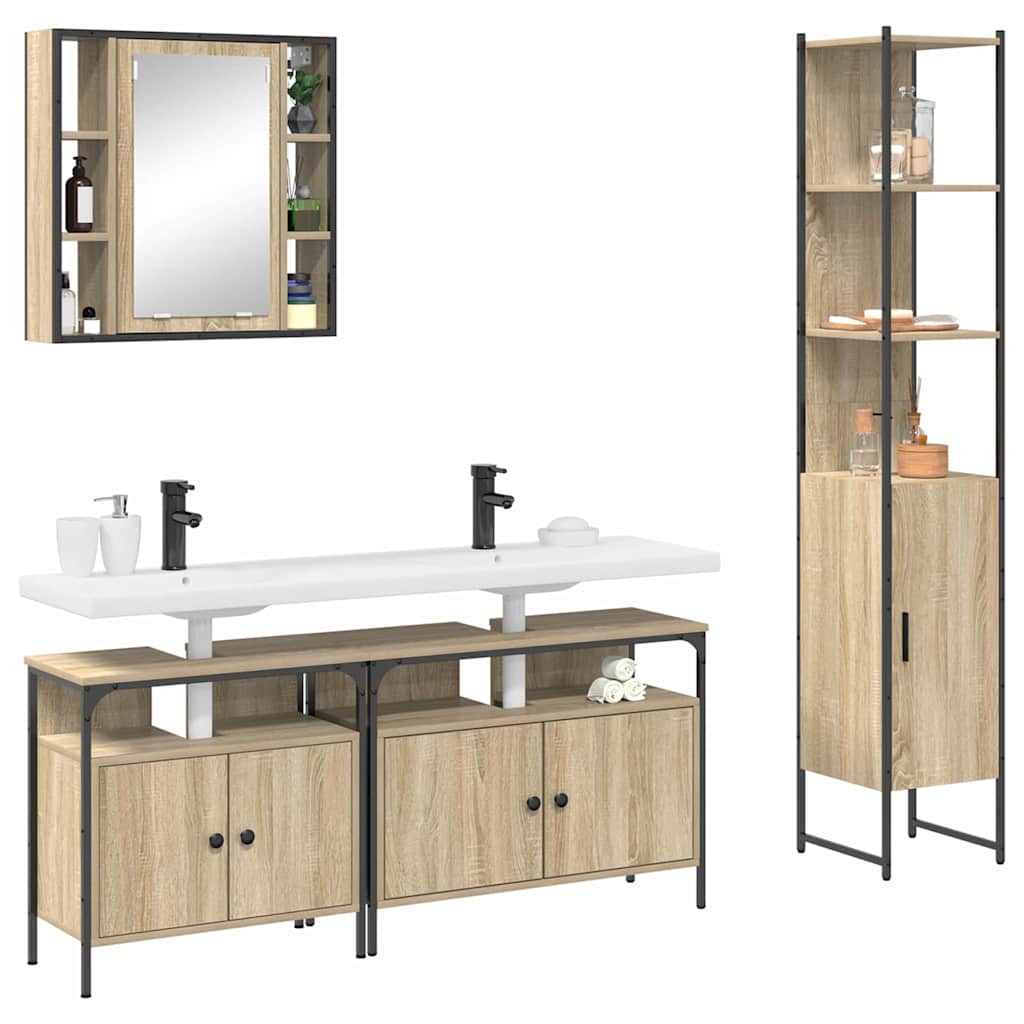 Badeværelsesmøbel Sæt Andet 4 Pcs Sonoma-eg 33 X 33 X 185.5 Cm - Billede 3