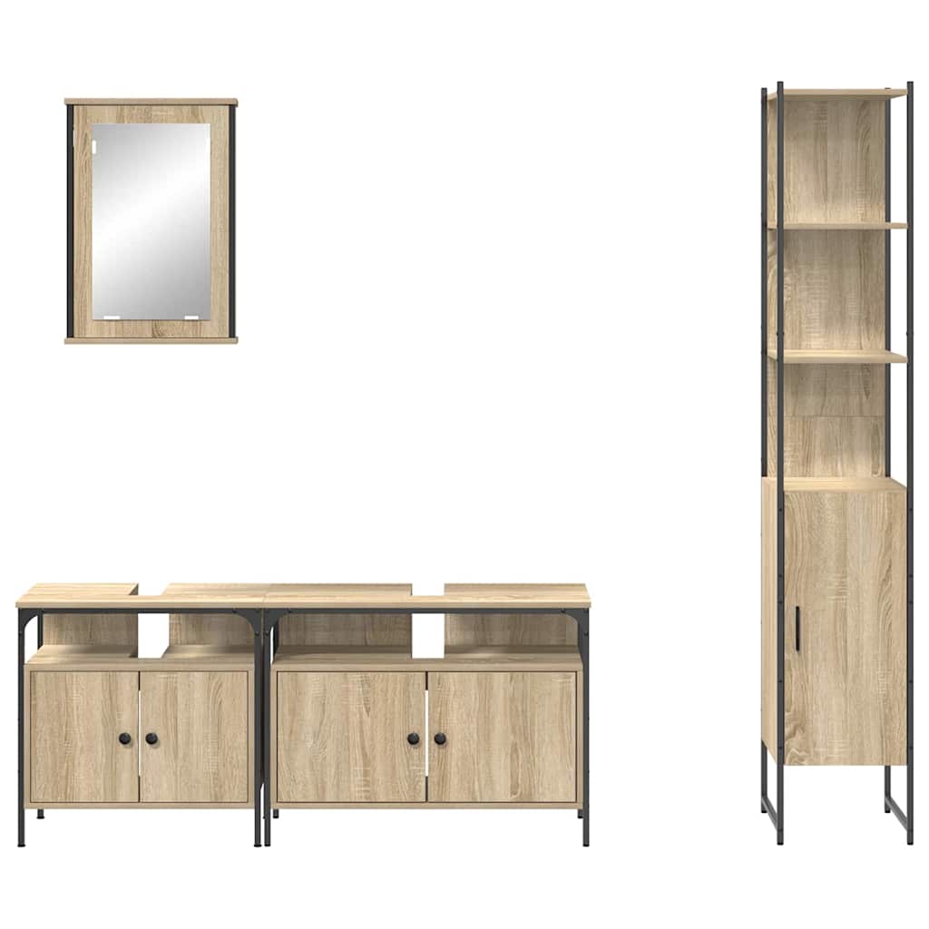 Badeværelsesmøbel Sæt 4 Pcs Sonoma-eg 33 X 33 X 185.5 Cm - Billede 9