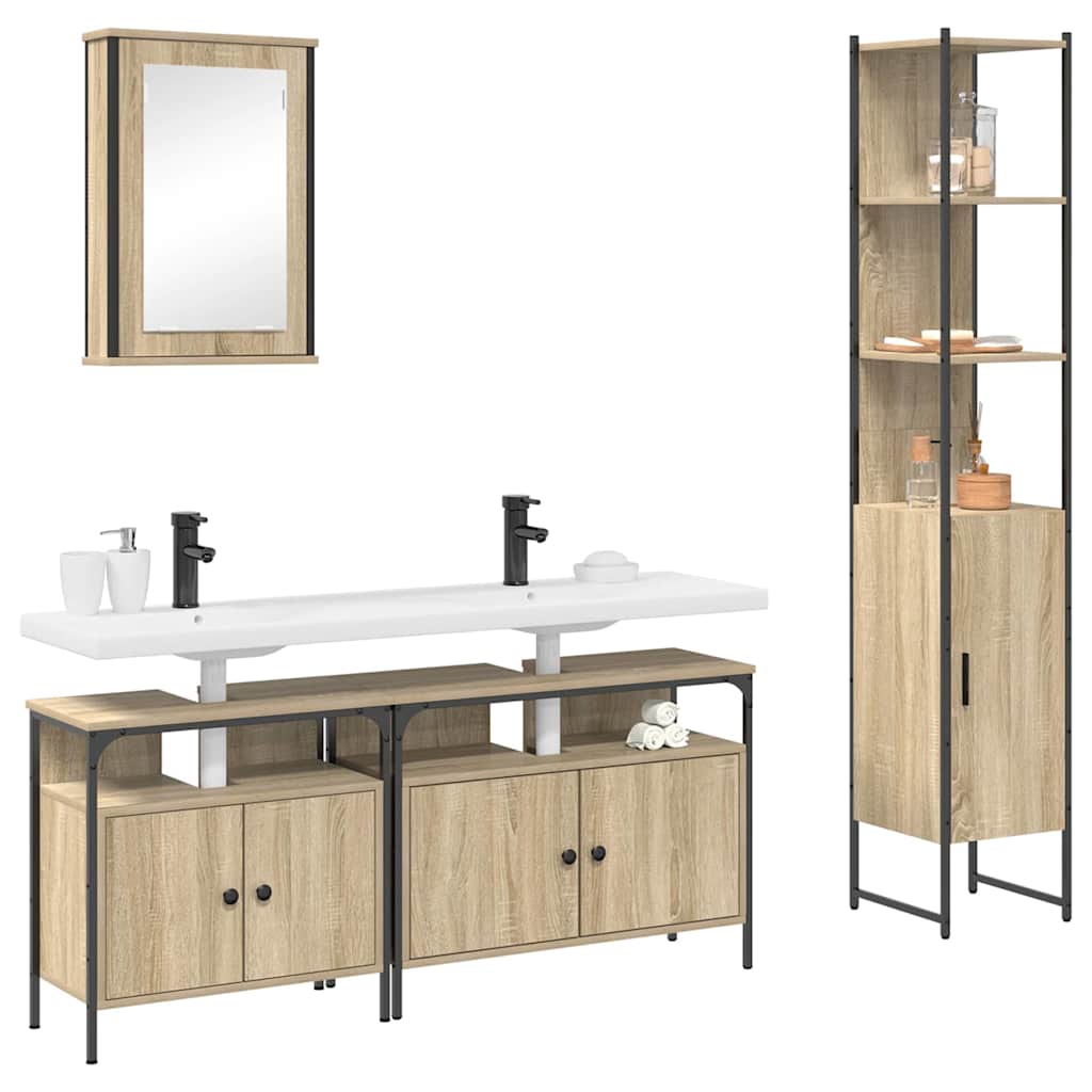 Badeværelsesmøbel Sæt 4 Pcs Sonoma-eg 33 X 33 X 185.5 Cm - Billede 3