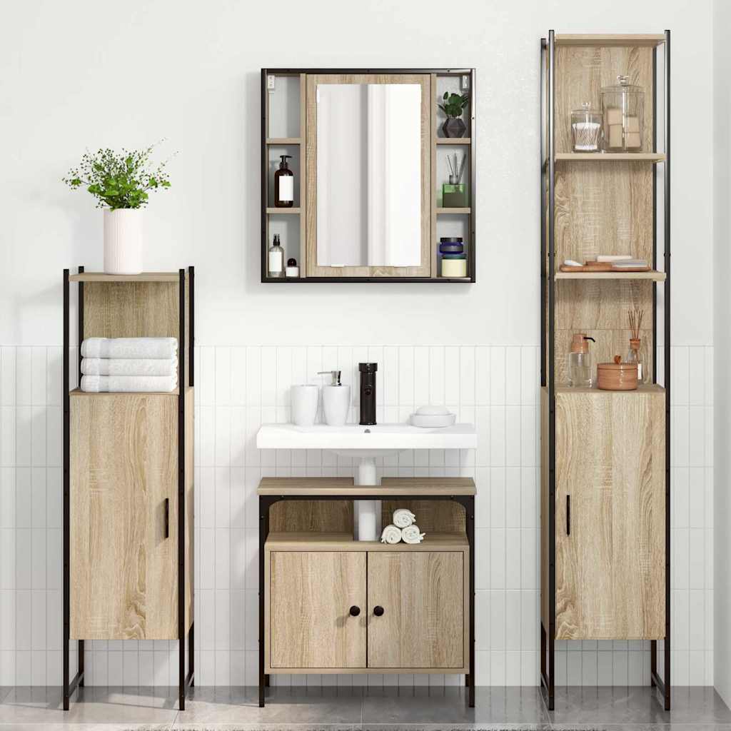Badeværelsesmøbel Sæt Andet 4 Pcs Sonoma-eg 33 X 33 X 185.5 Cm - Billede 4