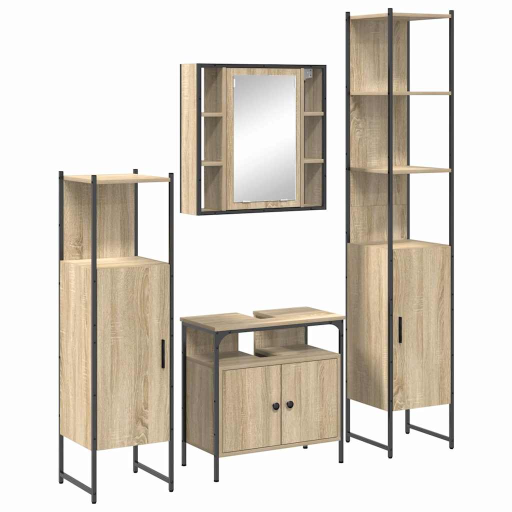 Badeværelsesmøbel Sæt Andet 4 Pcs Sonoma-eg 33 X 33 X 185.5 Cm - Billede 2