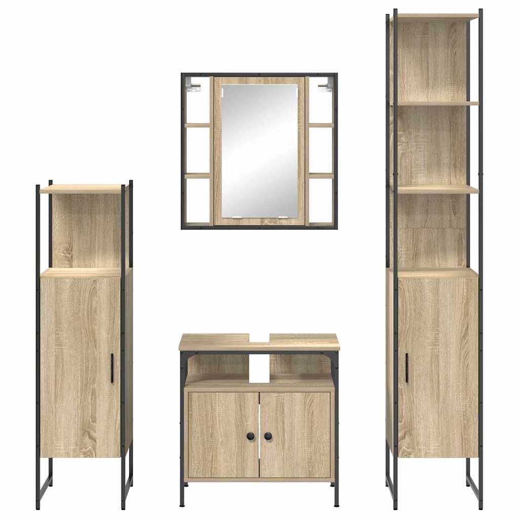 Badeværelsesmøbel Sæt Andet 4 Pcs Sonoma-eg 33 X 33 X 185.5 Cm - Billede 9