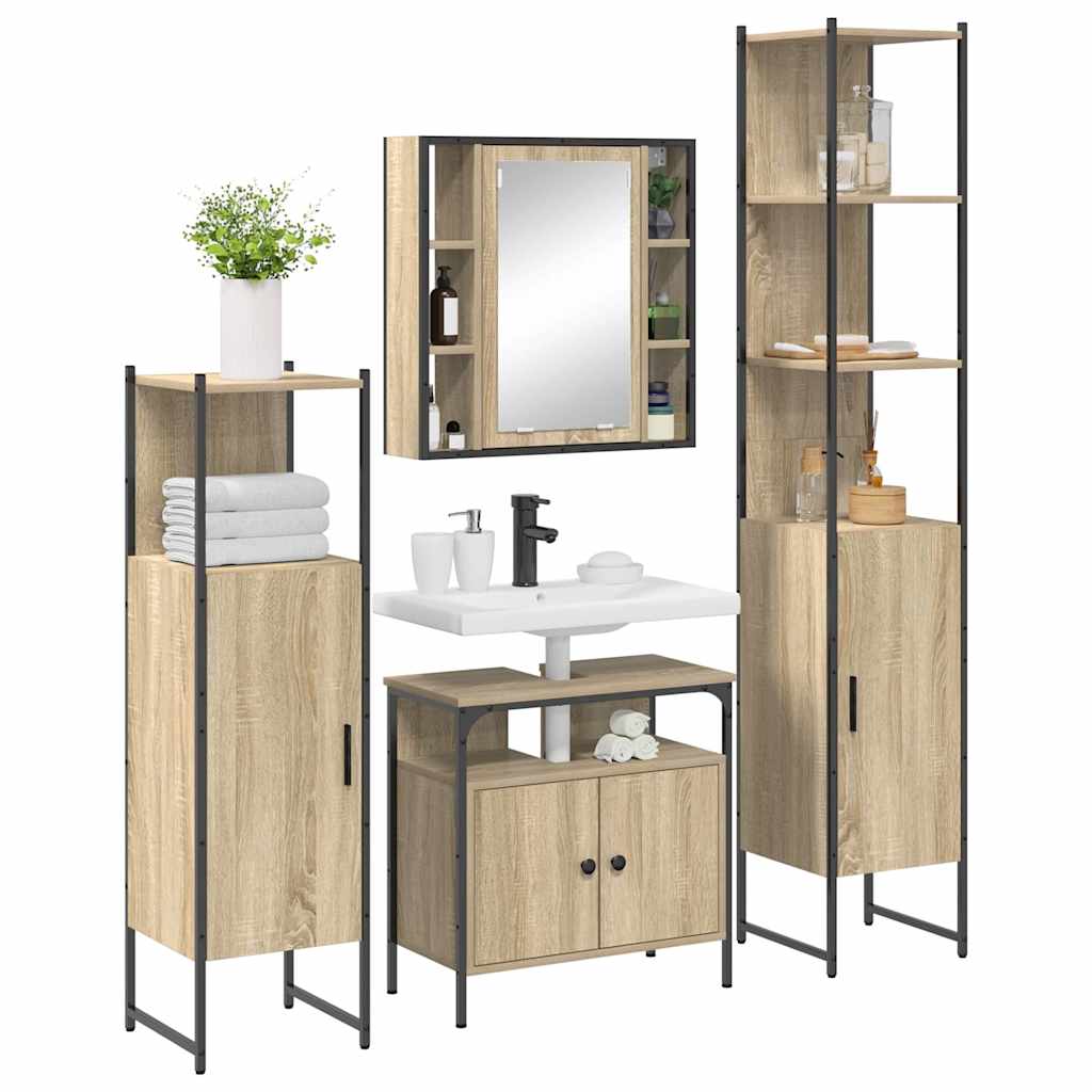 Badeværelsesmøbel Sæt Andet 4 Pcs Sonoma-eg 33 X 33 X 185.5 Cm - Billede 3