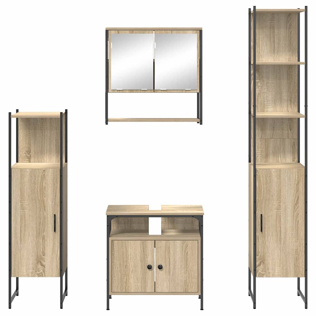 Badeværelsesmøbel Sæt 4 Pcs Sonoma-eg 33 X 33 X 185.5 Cm - Billede 9