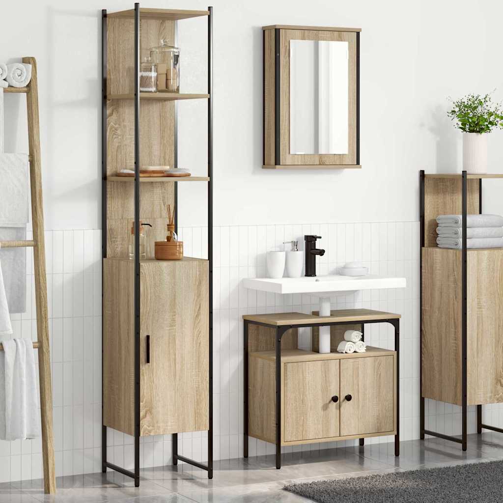 Badeværelsesmøbel Sæt 3 Pcs Sonoma-eg 33 X 33 X 185.5 Cm - Hovedbillede