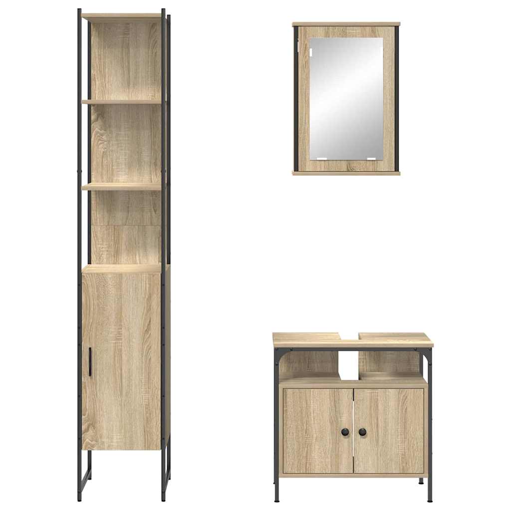 Badeværelsesmøbel Sæt 3 Pcs Sonoma-eg 33 X 33 X 185.5 Cm - Billede 8