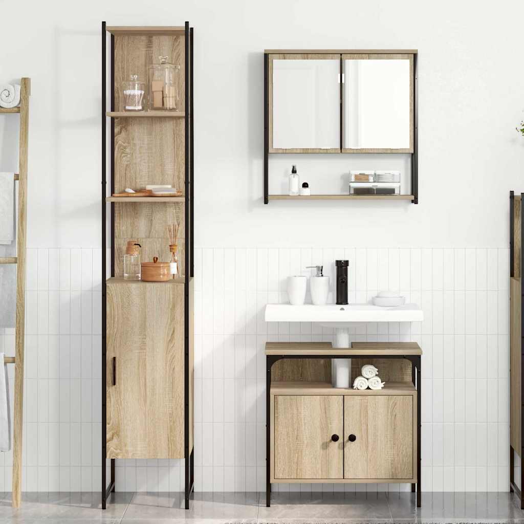 Badeværelsesmøbel Sæt Andet 3 Pcs Sonoma-eg 33 X 33 X 185.5 Cm - Billede 4