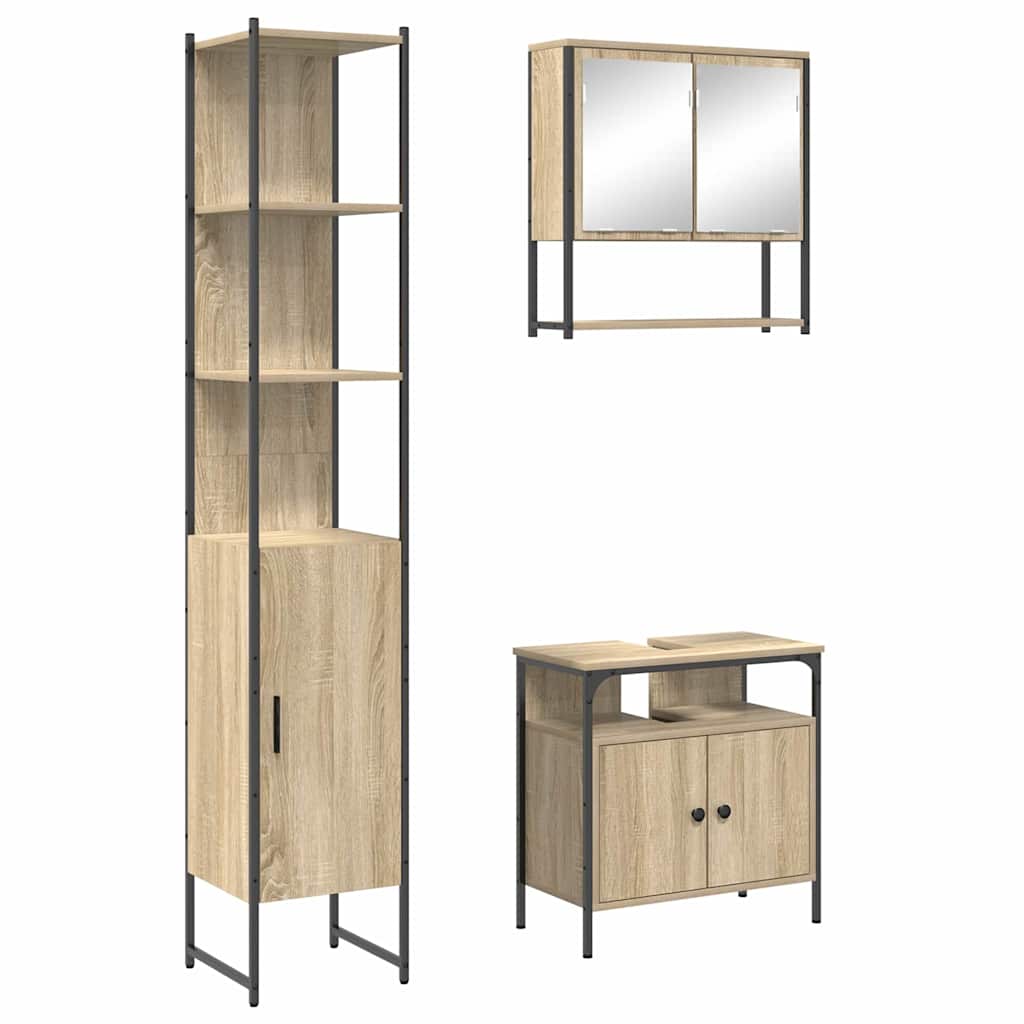 Badeværelsesmøbel Sæt Andet 3 Pcs Sonoma-eg 33 X 33 X 185.5 Cm - Billede 2