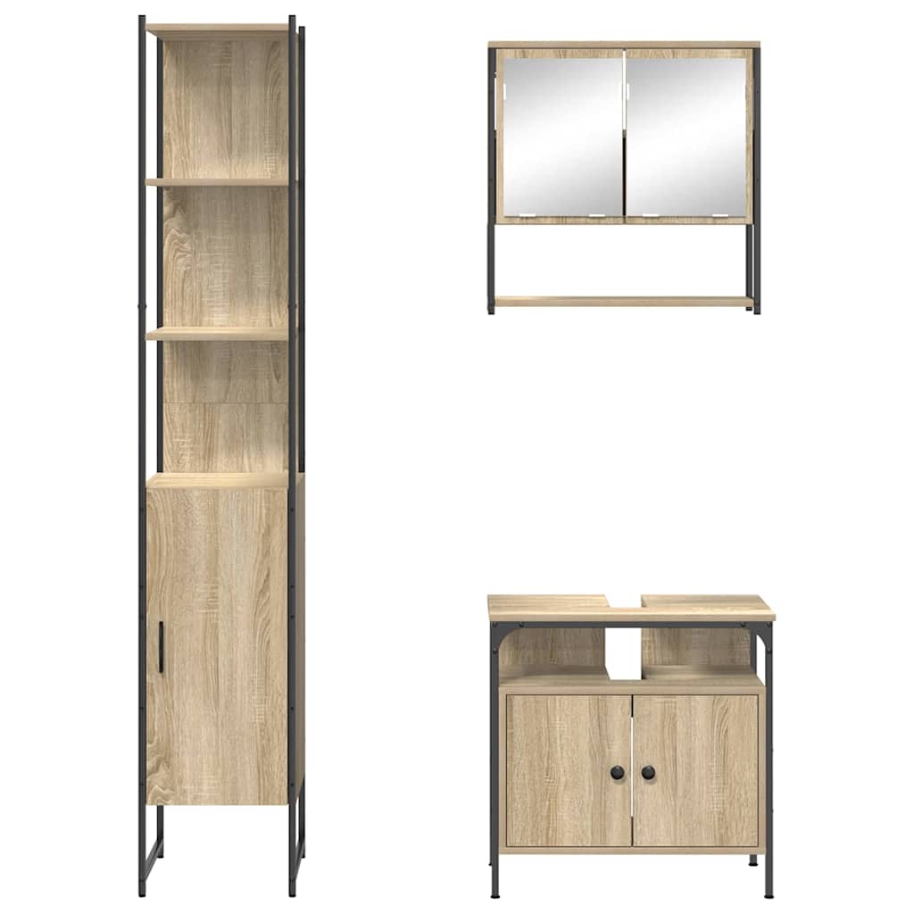 Badeværelsesmøbel Sæt Andet 3 Pcs Sonoma-eg 33 X 33 X 185.5 Cm - Billede 8