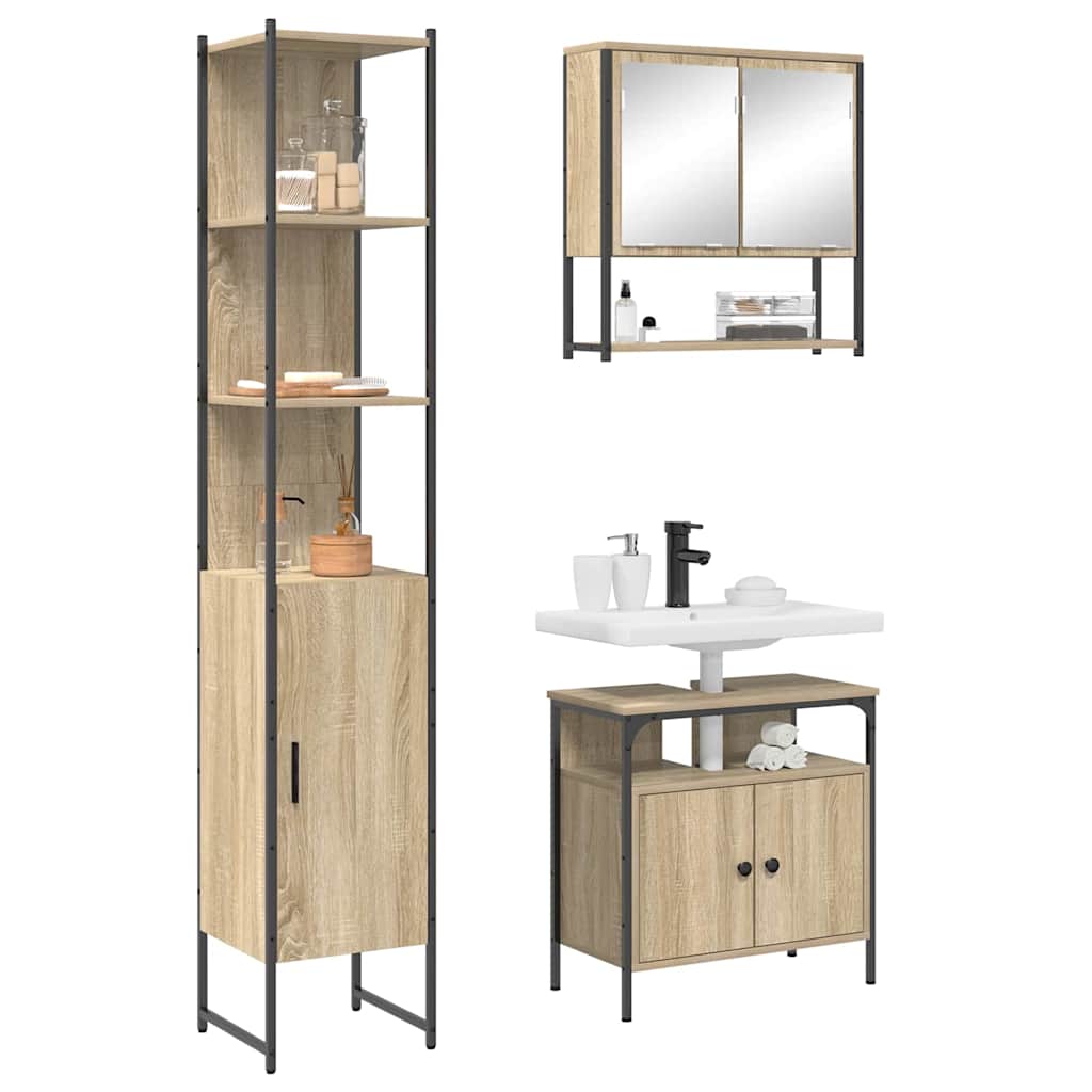 Badeværelsesmøbel Sæt Andet 3 Pcs Sonoma-eg 33 X 33 X 185.5 Cm - Billede 3