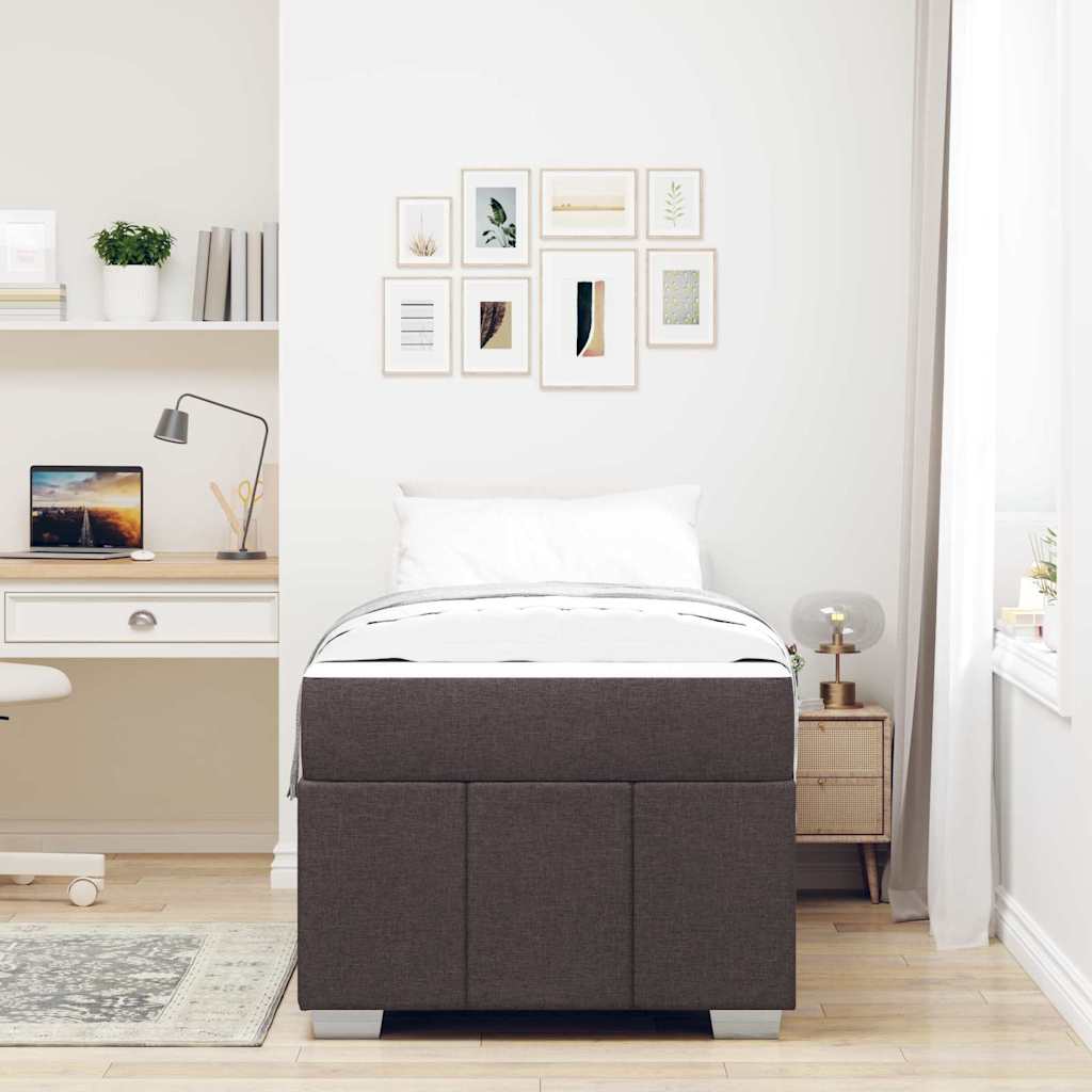 Sengestel Med Madras Mørkebrun 90 X 190 Cm Stof - Billede 4