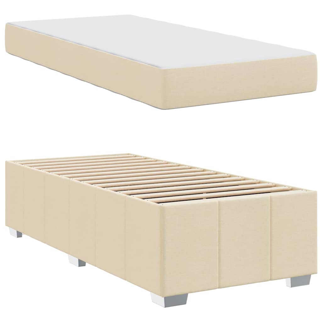 Sengestel Med Madras Creme 90 X 200 Cm Stof - Billede 5