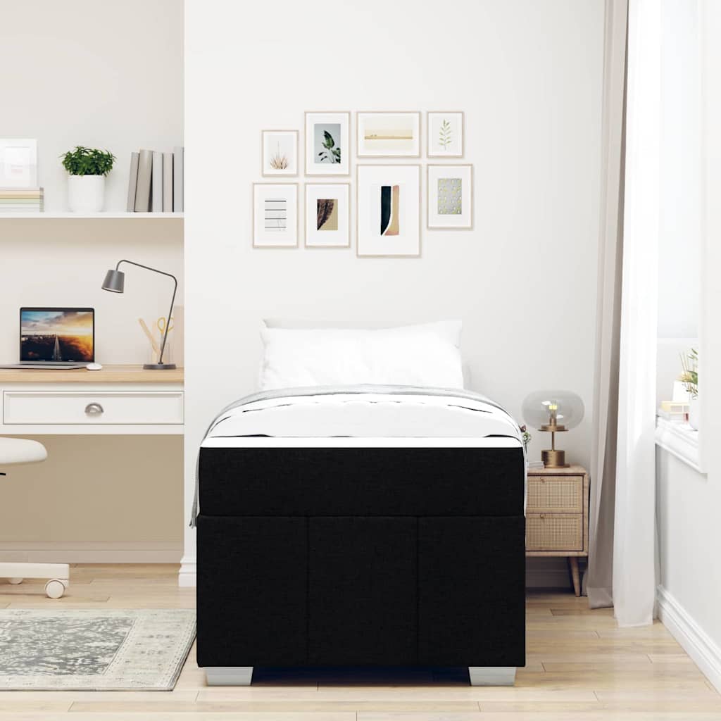 Sengestel Med Madras Sort 100 X 200 Cm Stof - Billede 4